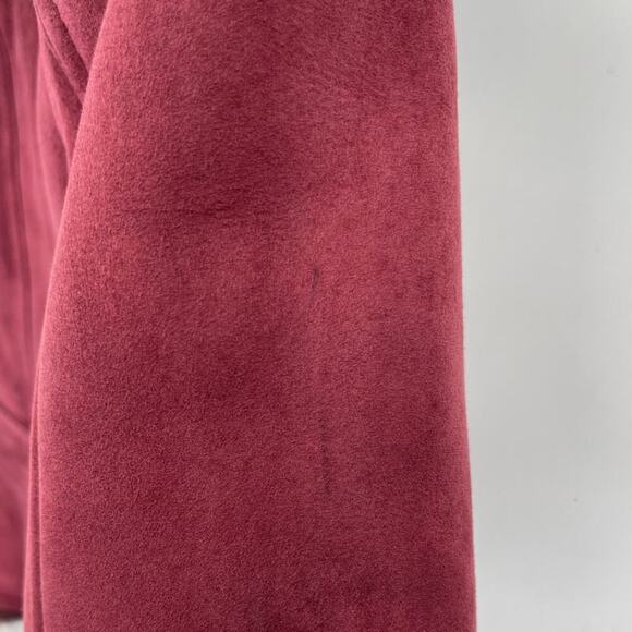 Burberry Burgundy Suede Shearling Haddingcroft Double Breasted Jacket US size 2 - Picture 12 of 16